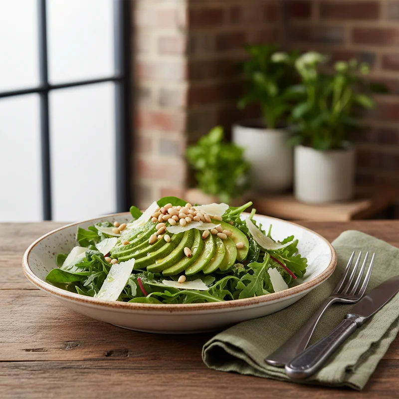 Салат с авокадо, кедровыми орехами и пармезаном